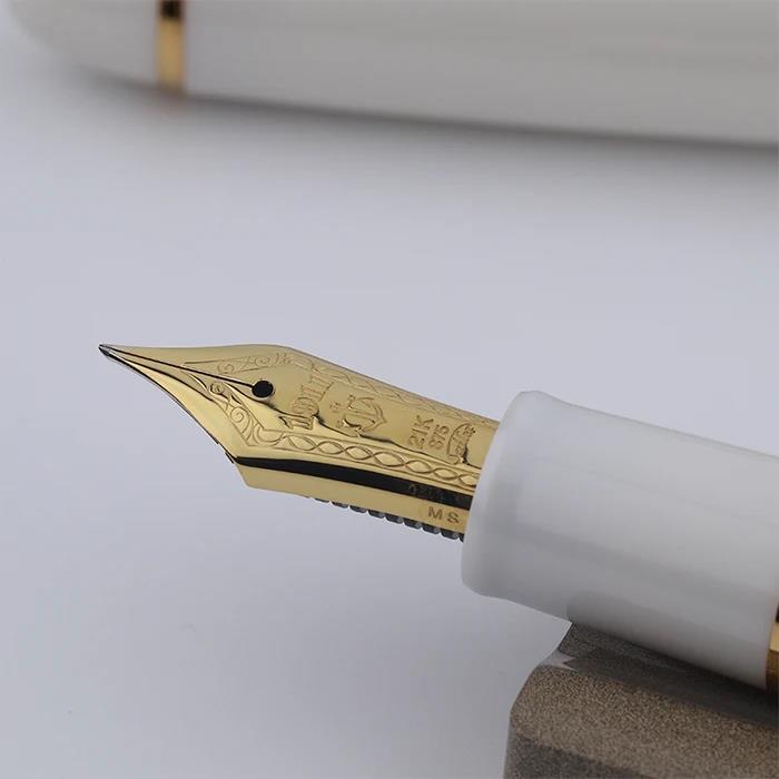 Sailor Vintage 1911 Fountain Pen, Yukio Nagahara Modified Nib, Pearlescent White Torpedo Shape, 21K Gold, Full Gold Nib