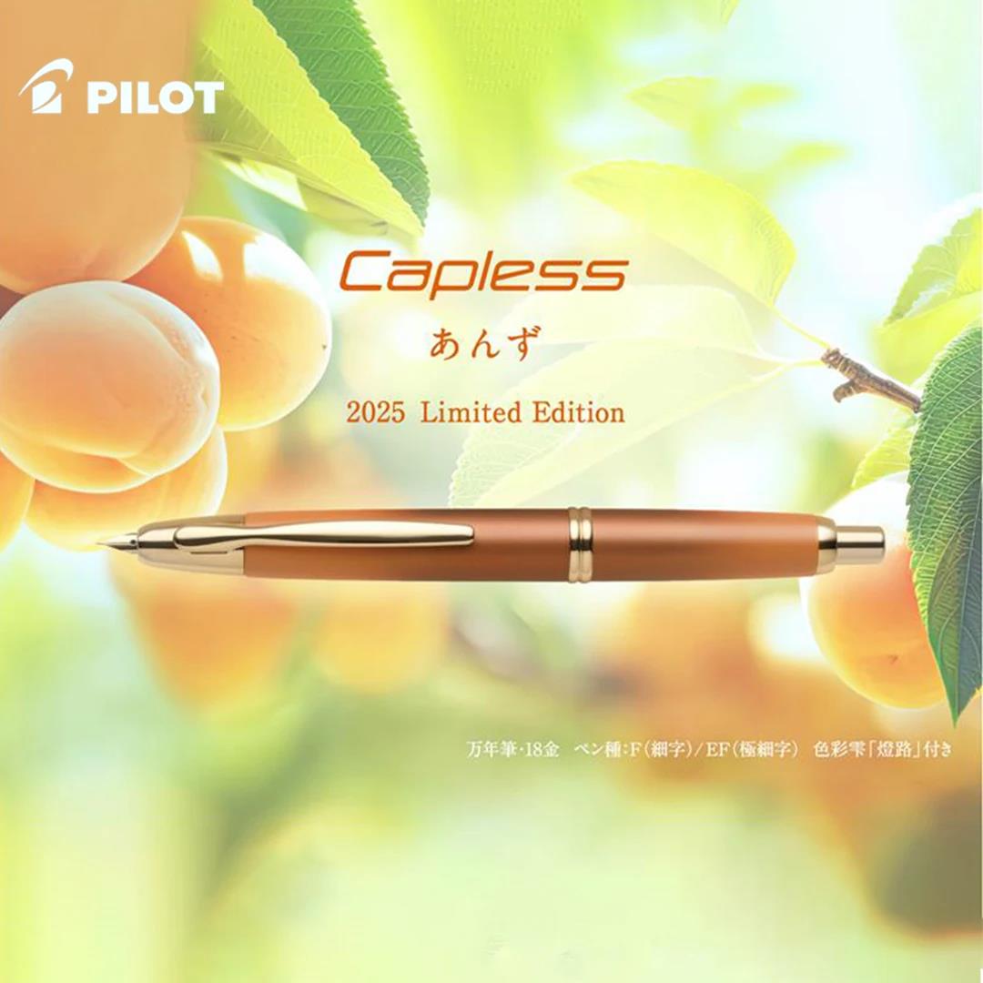 Pilot 2025 Limited Edition Capless Apricot 18K Gold Retractable Fountain Pen Gift Set with Iroshizuku Ink