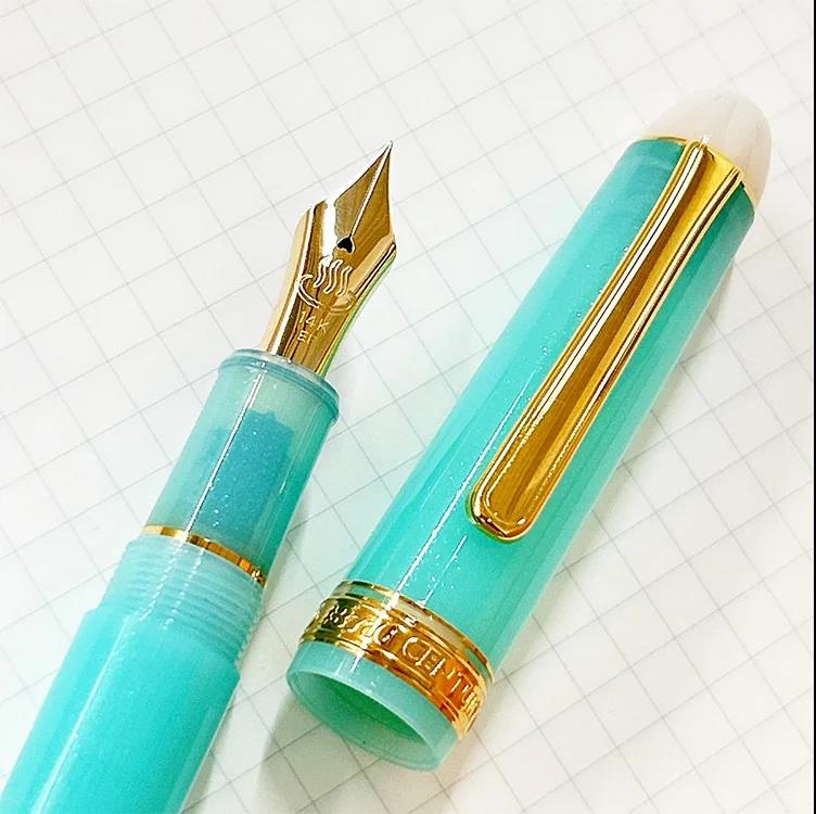 HI-NOTE Exclusive KUSATSU Onsen Blue-Green Beauty 14K Gold Platinum Large-Size Fountain Pen