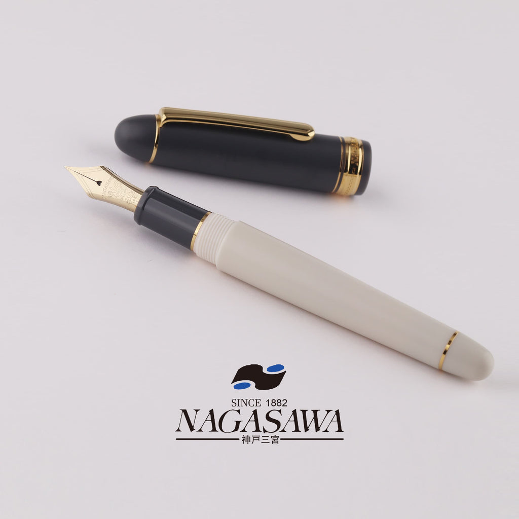 Nagasawa Exclusive Ivory White 14K Gold Platinum Fountain Pen with Weather Vane Engraving