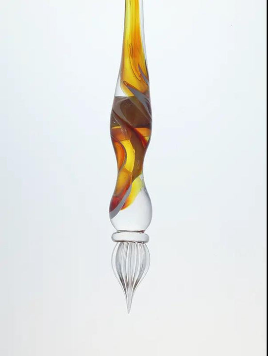 Japanese Handmade Glass Pen - Mitsukoshi Stationery Fair Limited Edition • Yellow Spiral
