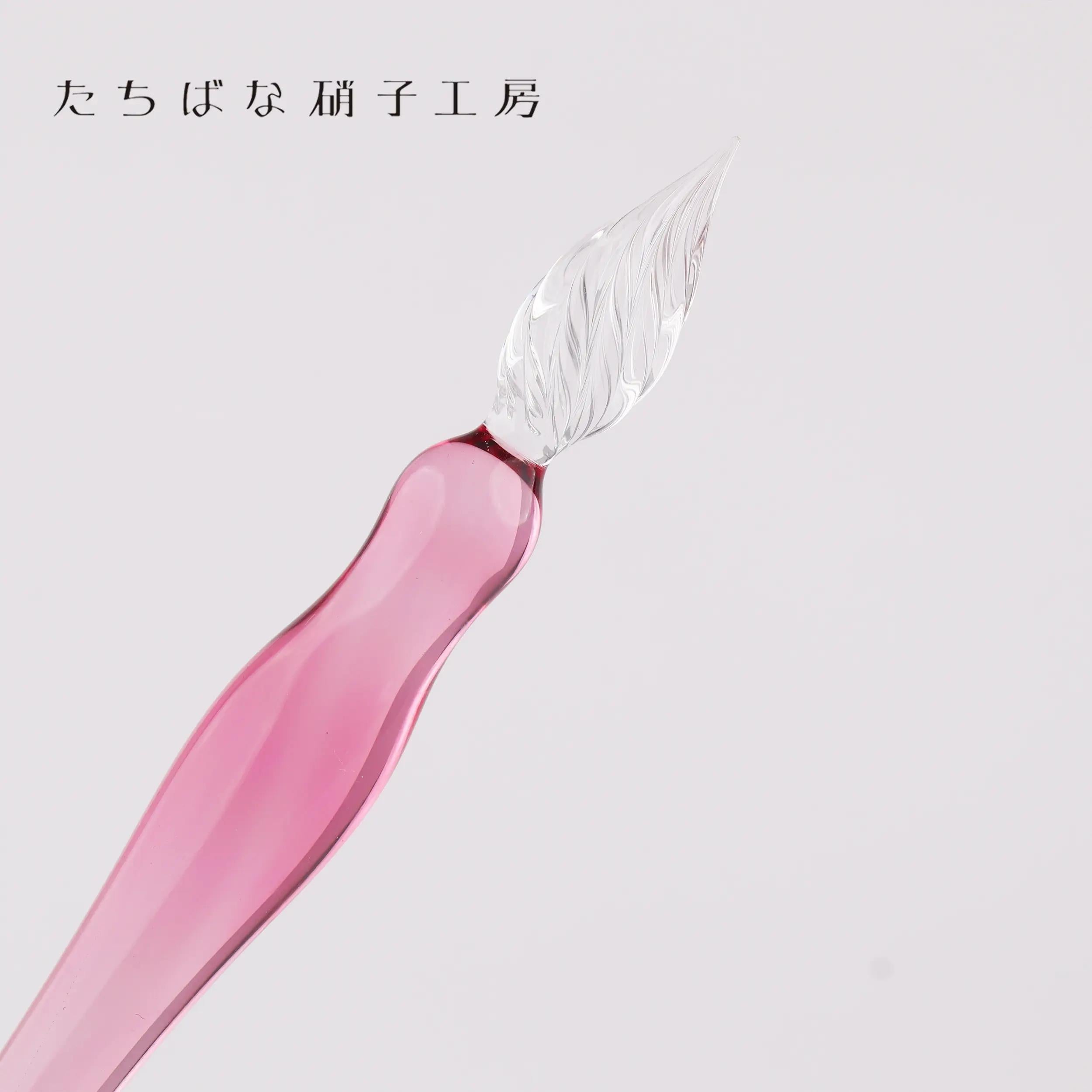 Tachibana Glass Studio × NAGASAWA Limited Edition Glass Dip Pen - Snow Gosho Sakura Pink