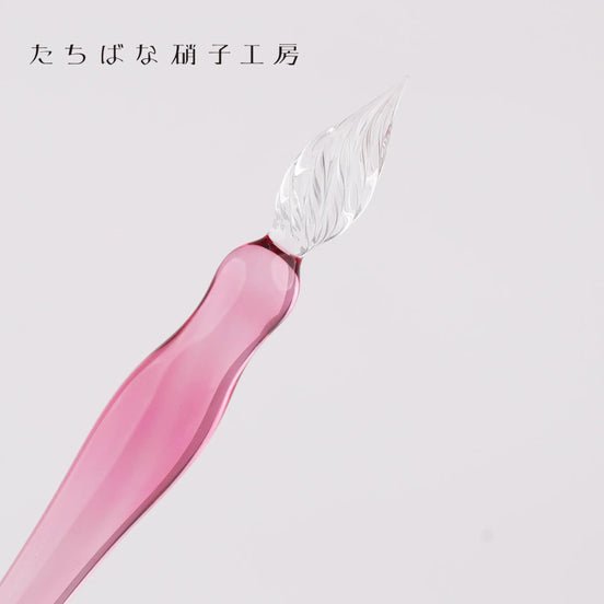 Tachibana Glass Studio × NAGASAWA Limited Edition Glass Dip Pen - Snow Gosho Sakura Pink