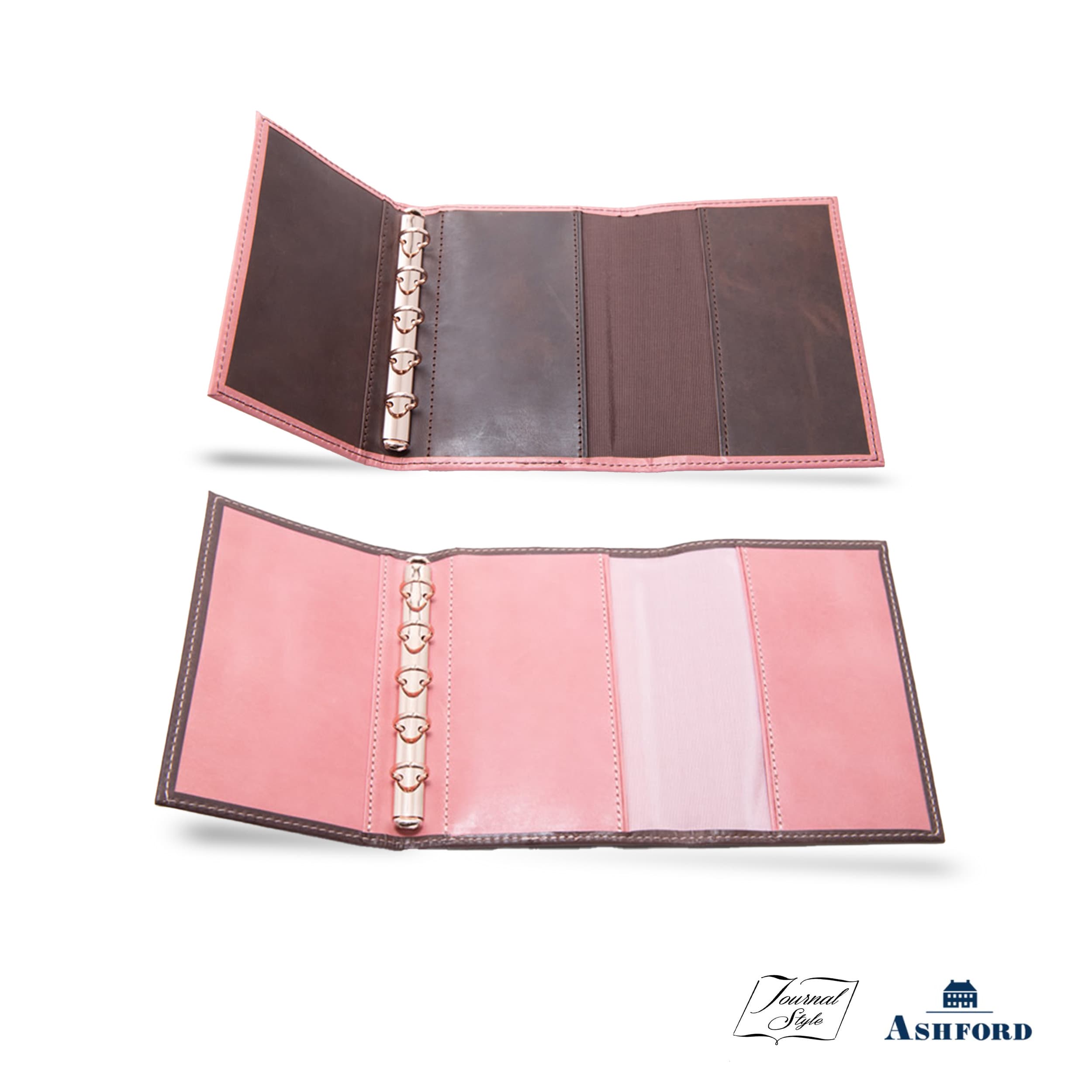 Ashford & Nagasawa Collaborative Limited Edition - Himeji Soft Cowhide Tri-Fold Planner | Brown/Pink, M5 Size