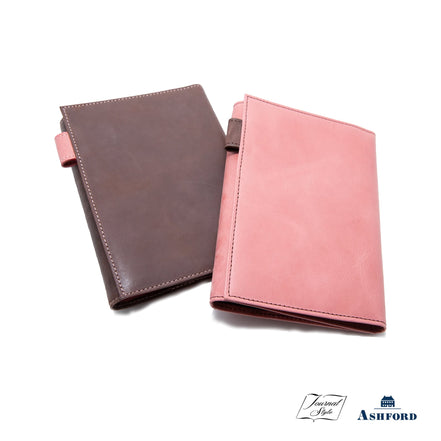 Ashford & Nagasawa Collaborative Limited Edition - Himeji Soft Cowhide Tri-Fold Planner | Brown/Pink, M5 Size