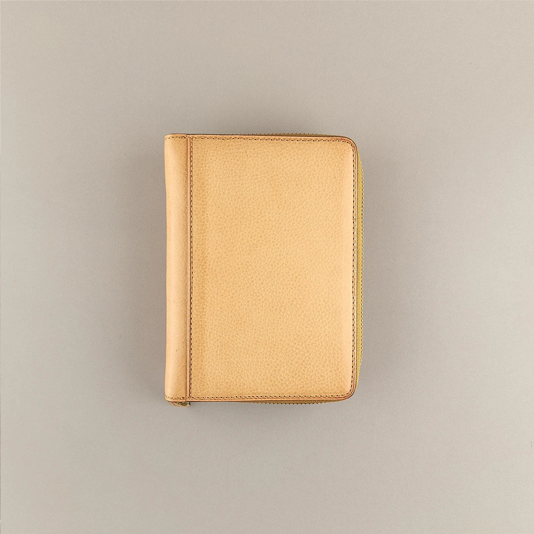 Japan Brelio Limited Edition Nude m6 (a7) Cowhide Zip Planner, 20mm Rings