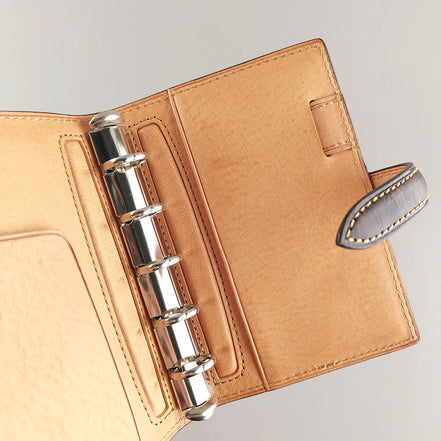 Japan Brelio Limited Edition Two-Tone Brown m5 Bi-Fold Cowhide Leather Ring Planner, 13mm Rings