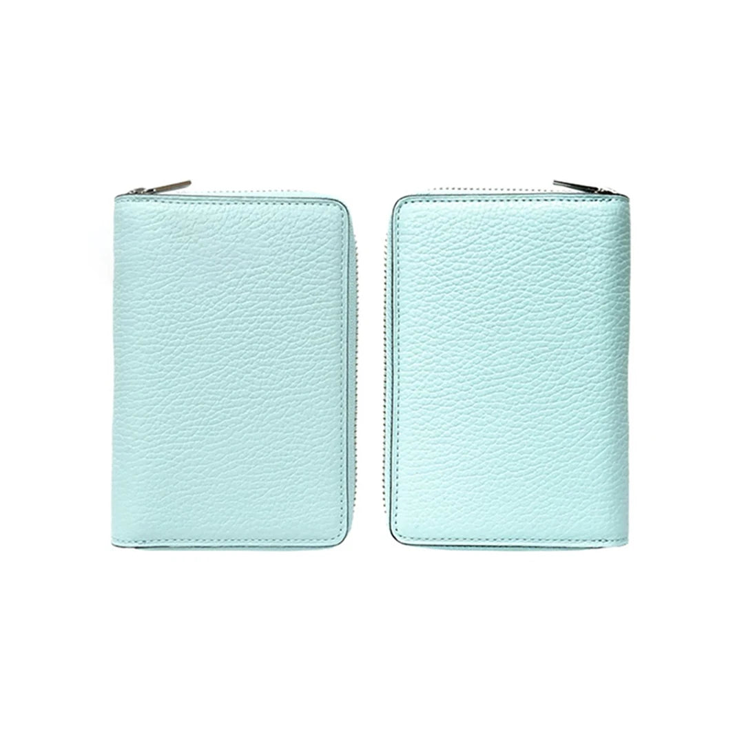 Japanese Brelio M5/M6(A7) Genuine Leather Zippered Binder Notebook Blue/Yellow/Pink