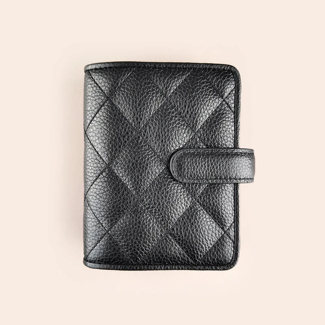 Japanese Brelio Limited Edition Quilted M5 Black Genuine Leather Ring Binder Notebook