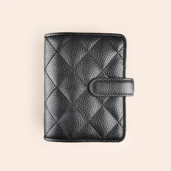 Japanese Brelio Limited Edition Quilted M5 Black Genuine Leather Ring Binder Notebook