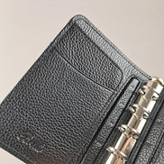 Japanese Brelio Limited Edition Quilted M5 Black Genuine Leather Ring Binder Notebook