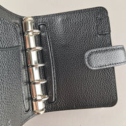 Japanese Brelio Limited Edition Quilted M5 Black Genuine Leather Ring Binder Notebook