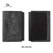 KNOX Limited A6 Tri-Fold Full Leather Notebook, Black & Nude, 16mm Ring
