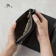 KNOX Limited A6 Tri-Fold Full Leather Notebook, Black & Nude, 16mm Ring