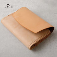 KNOX Limited A6 Tri-Fold Full Leather Notebook, Black & Nude, 16mm Ring