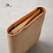KNOX Limited A6 Tri-Fold Full Leather Notebook, Black & Nude, 16mm Ring