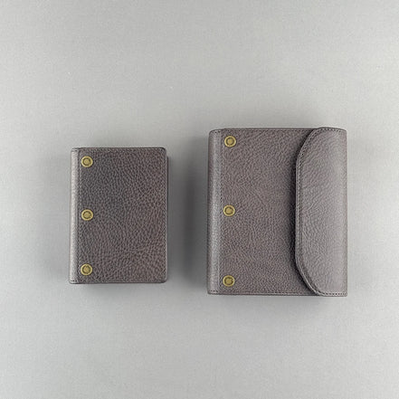 Kawacoya Limited Gray M5/M6 Bi-Fold & Tri-Fold Genuine Leather Binder Notebook, 13mm Ring