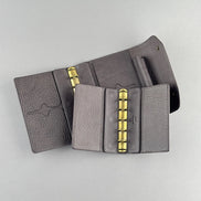 Kawacoya Limited Gray M5/M6 Bi-Fold & Tri-Fold Genuine Leather Binder Notebook, 13mm Ring