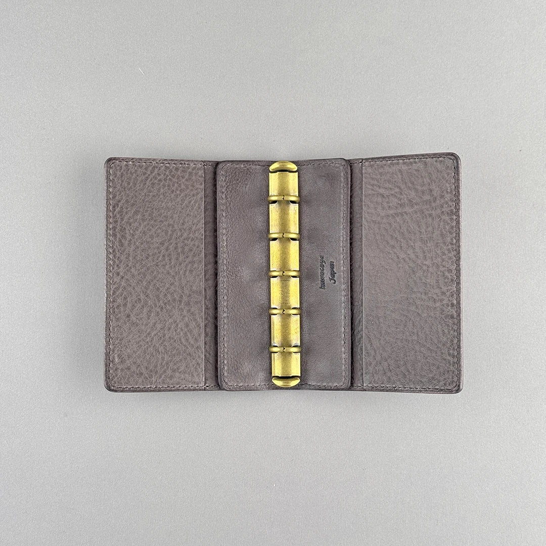 Kawacoya Limited Gray M5/M6 Bi-Fold & Tri-Fold Genuine Leather Binder Notebook, 13mm Ring