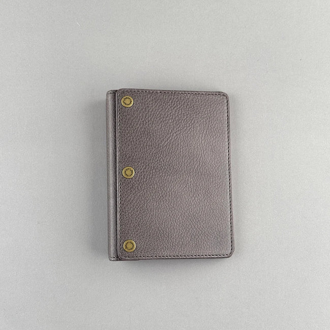 Kawacoya Limited Gray M5/M6 Bi-Fold & Tri-Fold Genuine Leather Binder Notebook, 13mm Ring
