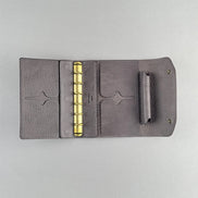 Kawacoya Limited Gray M5/M6 Bi-Fold & Tri-Fold Genuine Leather Binder Notebook, 13mm Ring