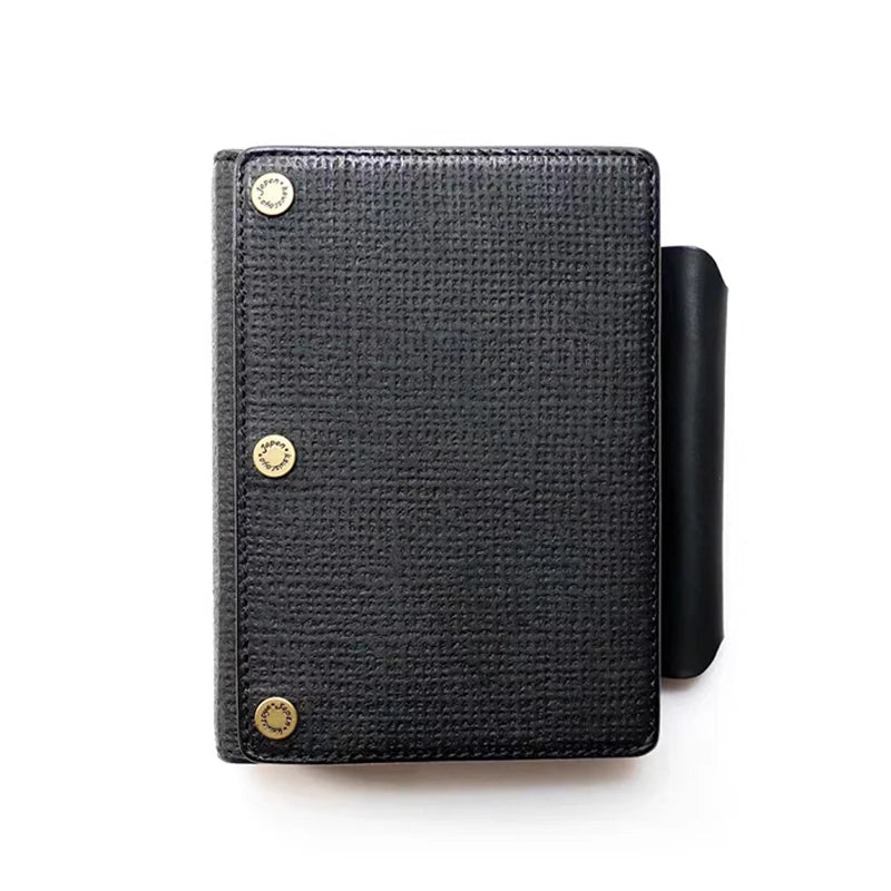 Kawacoya Lottery Limited M6 Bi-Fold Planner, Italian Tanned Jute Leather, Brown/Dark Brown/Black/Green