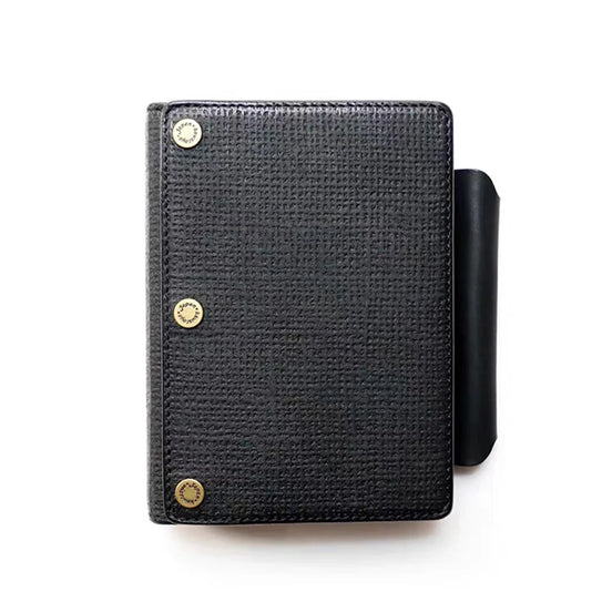Kawacoya Lottery Limited M6 Bi-Fold Planner, Italian Tanned Jute Leather, Brown/Dark Brown/Black/Green