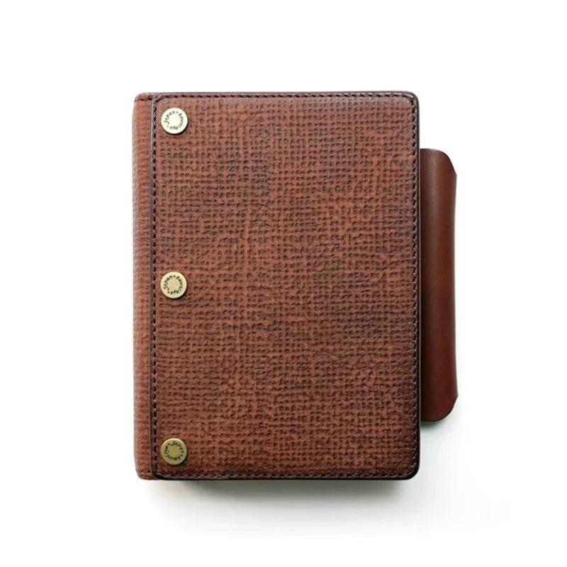 Kawacoya Lottery Limited M6 Bi-Fold Planner, Italian Tanned Jute Leather, Brown/Dark Brown/Black/Green