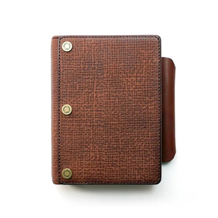 Kawacoya Lottery Limited M6 Bi-Fold Planner, Italian Tanned Jute Leather, Brown/Dark Brown/Black/Green