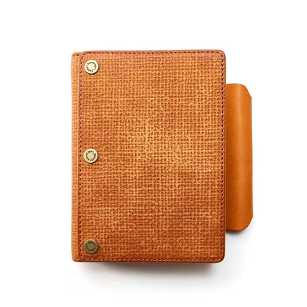 Kawacoya Lottery Limited M6 Bi-Fold Planner, Italian Tanned Jute Leather, Brown/Dark Brown/Black/Green