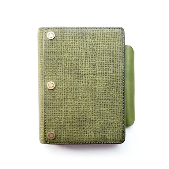 Kawacoya Lottery Limited M6 Bi-Fold Planner, Italian Tanned Jute Leather, Brown/Dark Brown/Black/Green