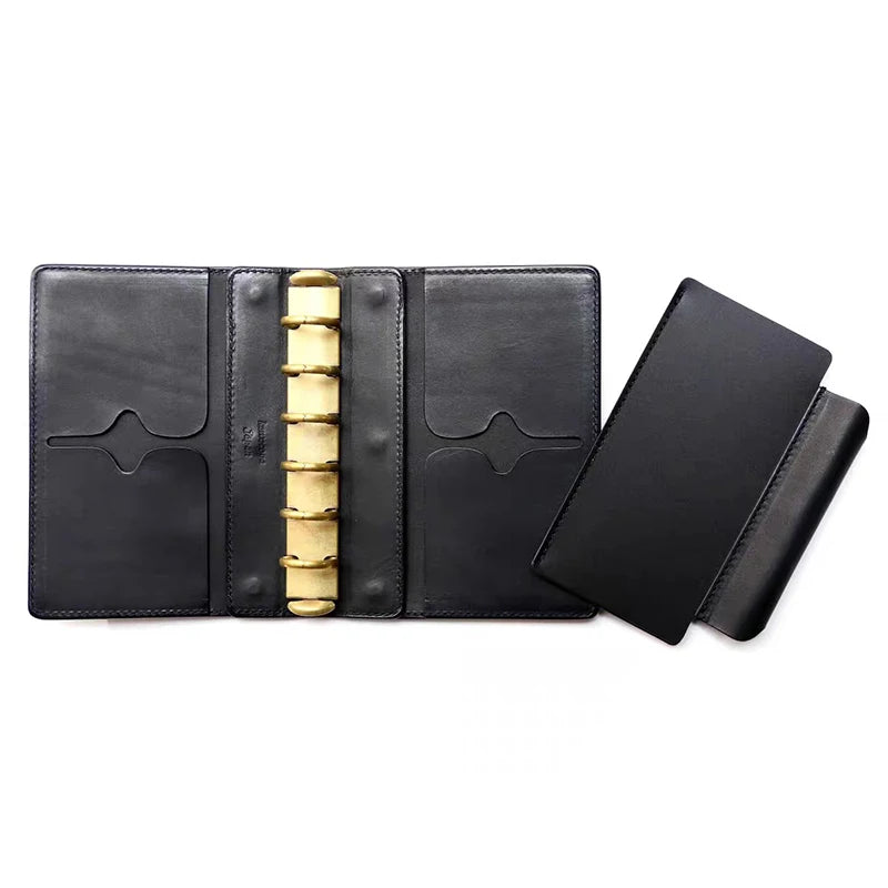 Kawacoya Lottery Limited M6 Bi-Fold Planner, Italian Tanned Jute Leather, Brown/Dark Brown/Black/Green