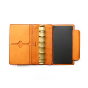 Kawacoya Lottery Limited M6 Bi-Fold Planner, Italian Tanned Jute Leather, Brown/Dark Brown/Black/Green
