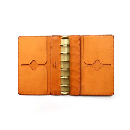 Kawacoya Lottery Limited M6 Bi-Fold Planner, Italian Tanned Jute Leather, Brown/Dark Brown/Black/Green