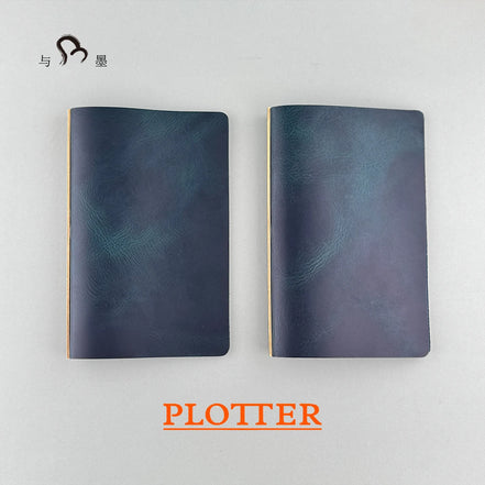 Plotter Tokyo Flagship Store Exclusive A6 Blue Loose-Leaf Planner, Pelcera Oil-Waxed Leather Binder