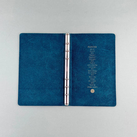 Plotter Tokyo Flagship Store Exclusive A6 Blue Loose-Leaf Planner, Pelcera Oil-Waxed Leather Binder
