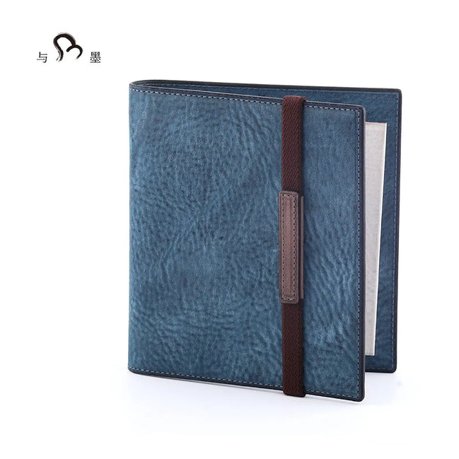 Shinari Limited Edition Blue M5 Bi-Fold Genuine Leather Notebook 13mm