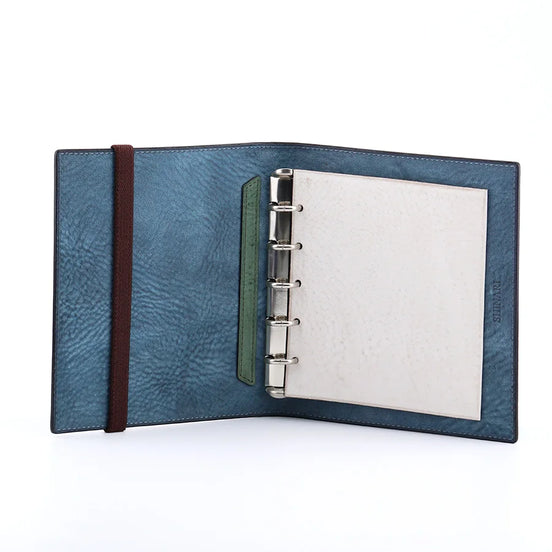 Shinari Limited Edition Blue M5 Bi-Fold Genuine Leather Notebook 13mm