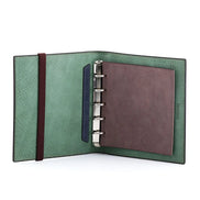 Shinari Limited Edition Green M5 Bi-Fold Genuine Leather Notebook with Blue Strap, 13mm