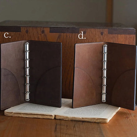 Shinari Limited Edition Pocket M6 Bi-Fold Square Leather Notebook, 11mm Ring Size