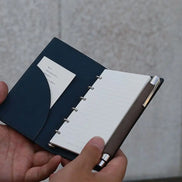 Shinari Limited Edition Pocket M6 Bi-Fold Square Leather Notebook, 11mm Ring Size