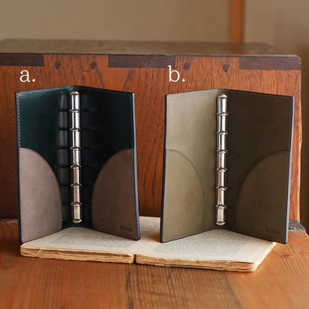 Shinari Limited Edition Pocket M6 Bi-Fold Square Leather Notebook, 11mm Ring Size