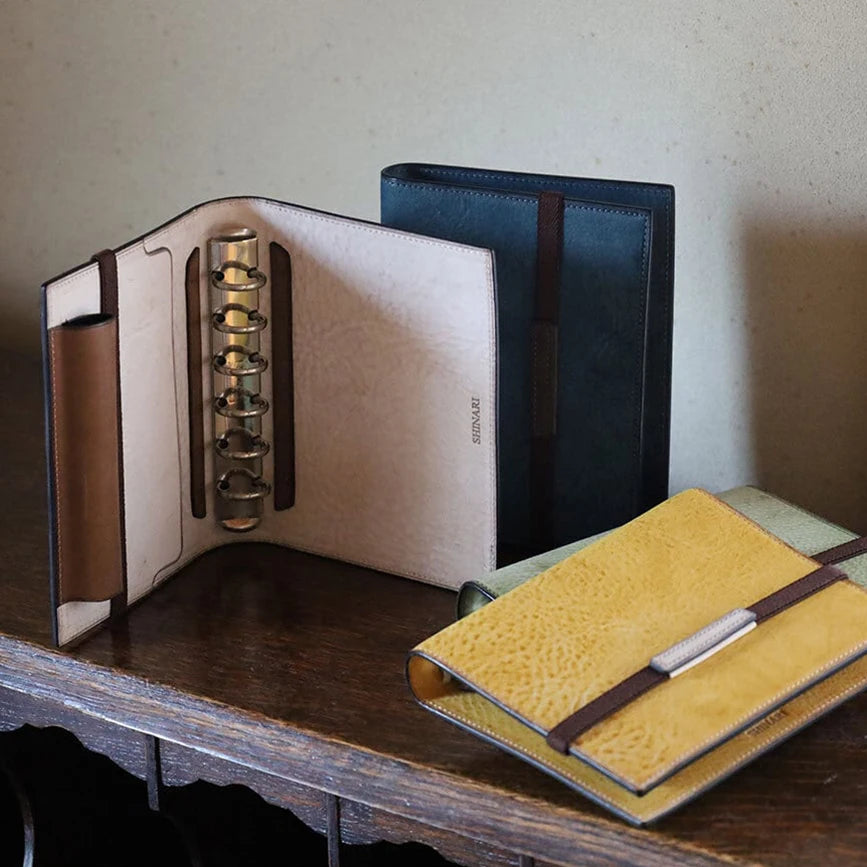 Shinari Limited Edition M6 Bi-Fold Alaska Leather Notebook, 20mm Ring Size