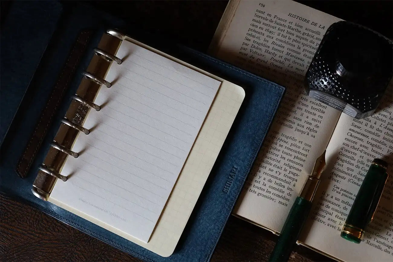 Shinari Limited Edition M6 Bi-Fold Alaska Leather Notebook, 20mm Ring Size