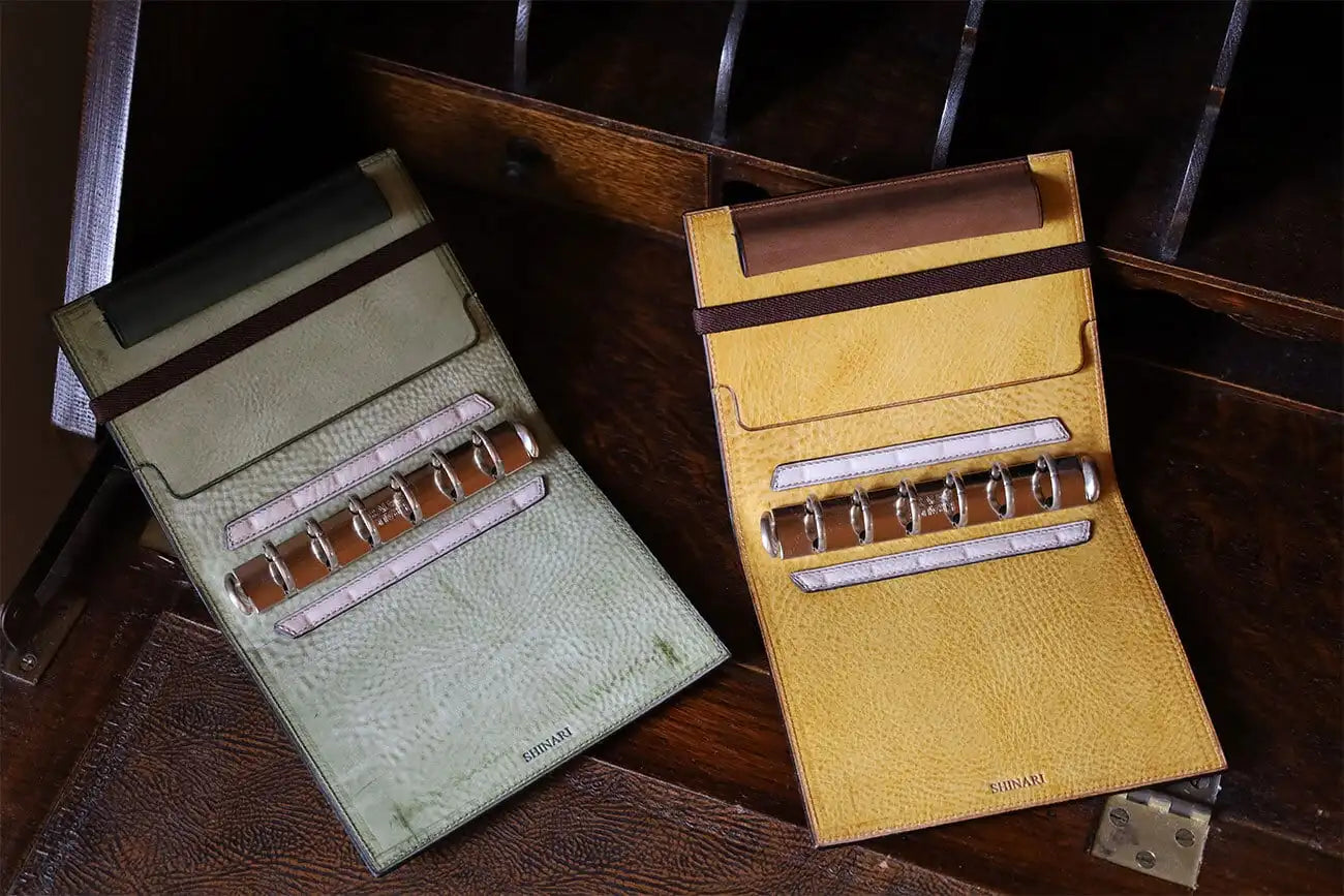 Shinari Limited Edition M6 Bi-Fold Alaska Leather Notebook, 20mm Ring Size