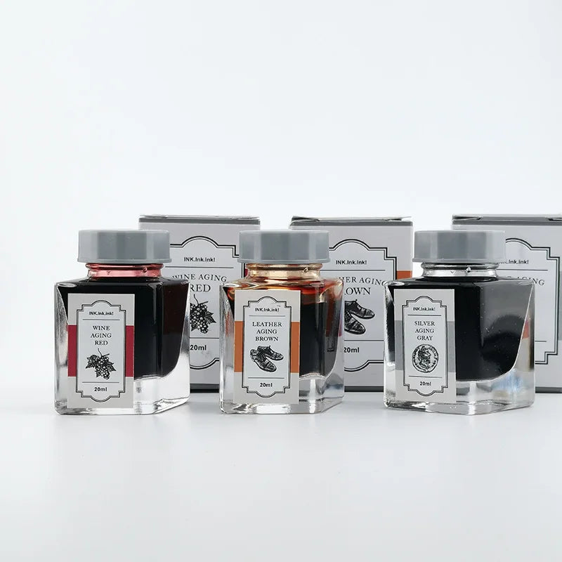 In Stock Kawasaki Bunguten Limited Edition Grape Red / Leather Brown / Silver Gray Sailor Colored Fountain Pen Ink 20ml