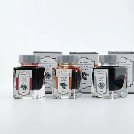 In Stock Kawasaki Bunguten Limited Edition Grape Red / Leather Brown / Silver Gray Sailor Colored Fountain Pen Ink 20ml