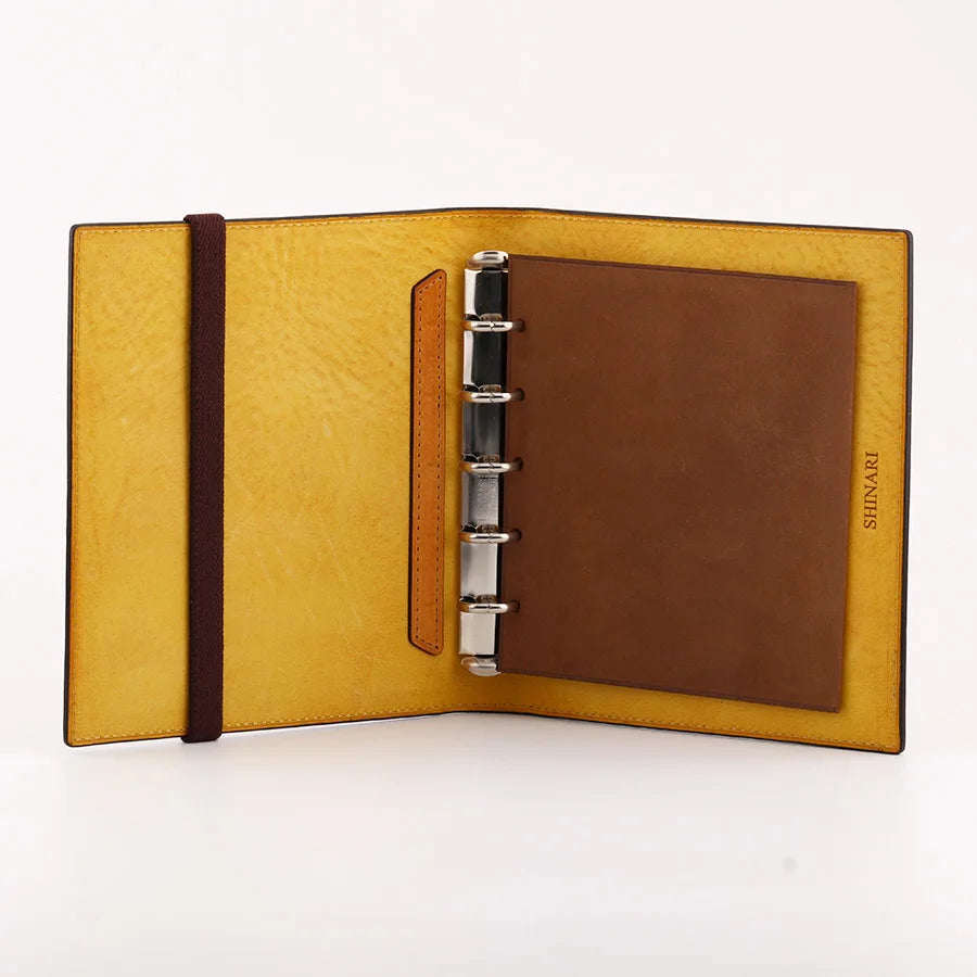 In Stock Shinari Limited Edition Yellow M5 Bi-Fold Leather Notebook Ring Size 13mm