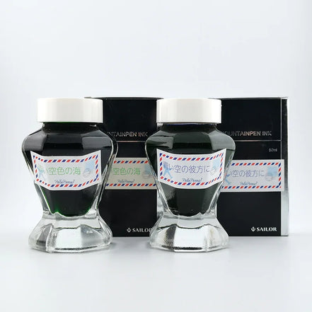 In Stock PellePenna Osaka x Bungu Joshi Expo Sailor Aozora & Usuzora no Umi Iro Ink 50ml