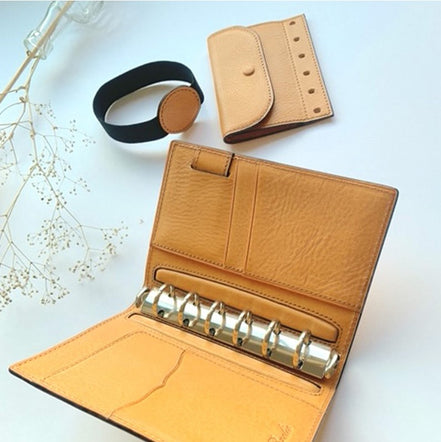 Brelio × NAGASAWA Limited Edition M6/A7 Bifold 20-Ring Vegetable Tanned Leather Planner